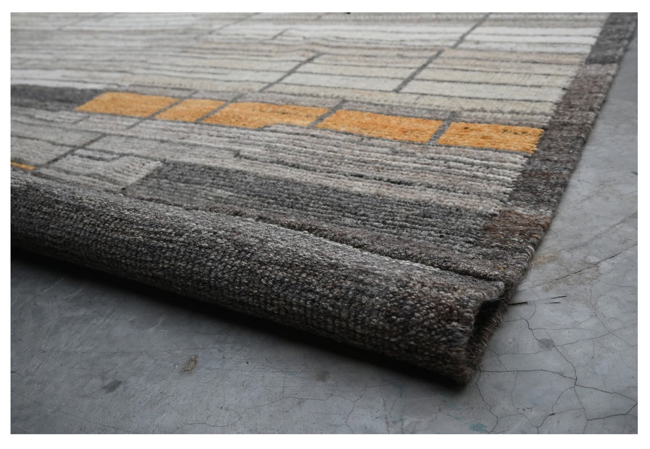 Modern design grey Berber style carpet, handmade 295x244cm