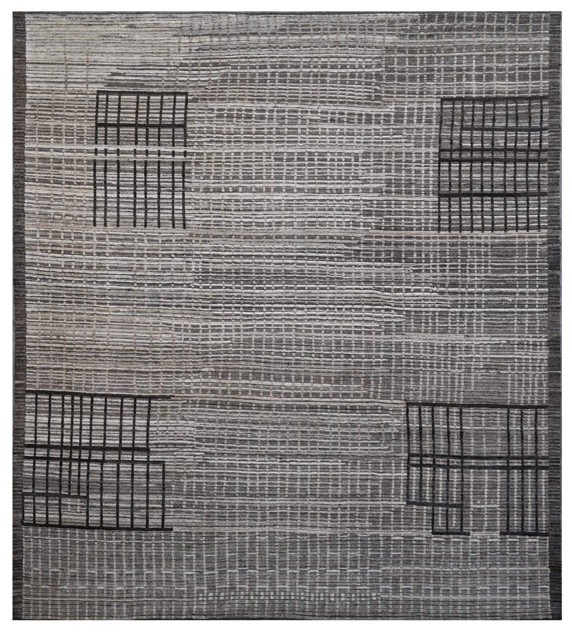 Tappeto design moderno grigio stile berbero, fatto a mano 292x251cm