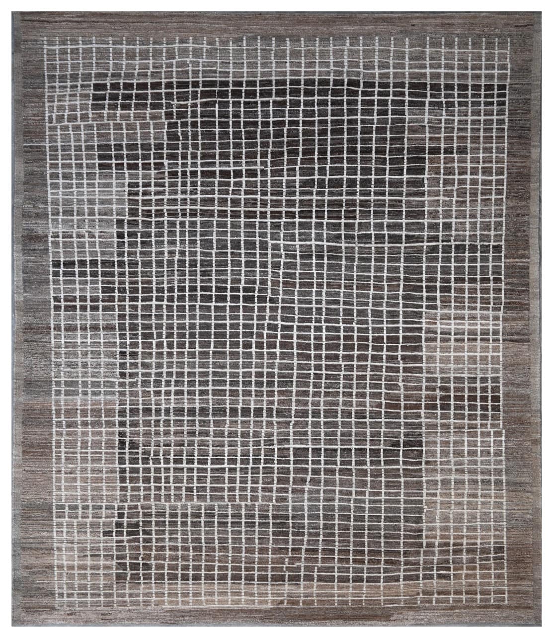 Tappeto design moderno marrone stile berbero, fatto a mano 290x248cm