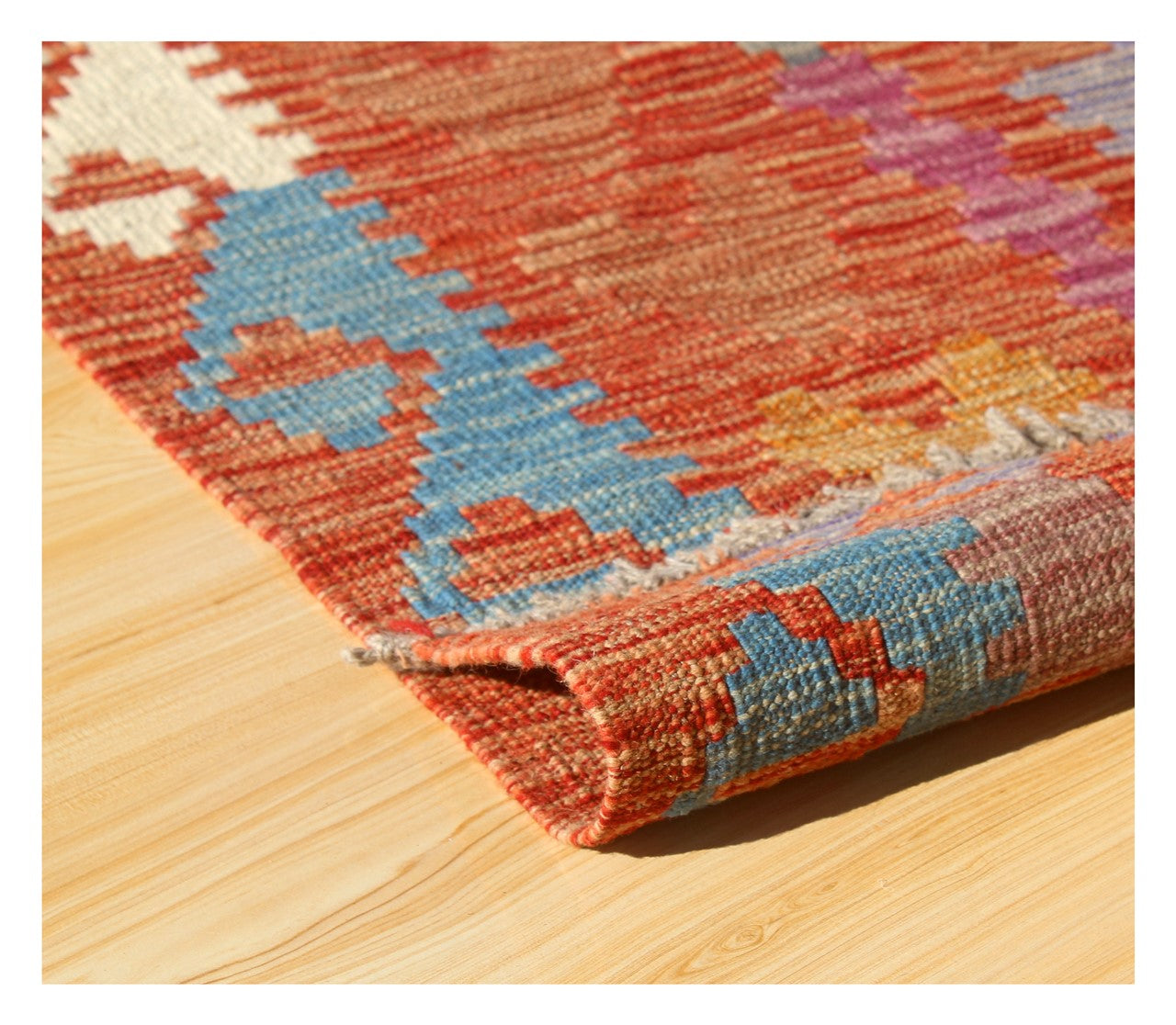 Tappeto Kilim Kaudani Afghan fatto a mano multicolore 295x204cm
