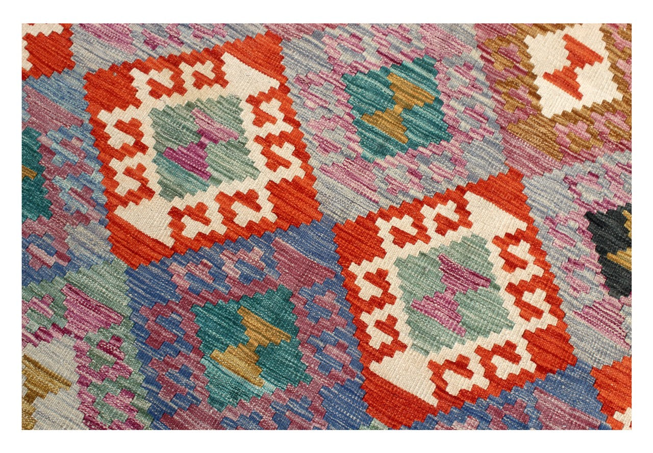 Tappeto Kilim Kaudani Afghan fatto a mano multicolore 295x204cm