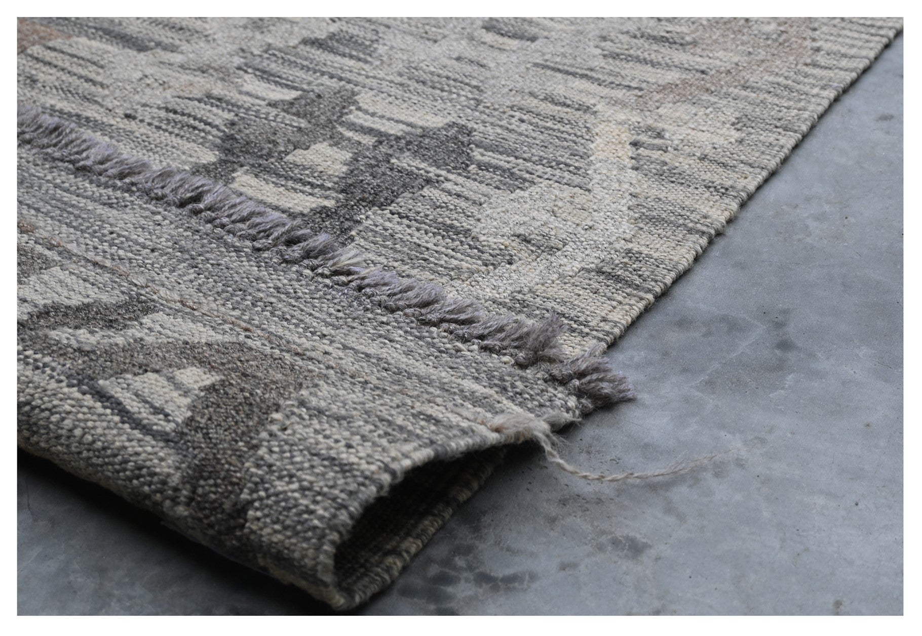 Tappeto Kilim Afghan Grigio Naturale, Fatto a mano, 291x200cm