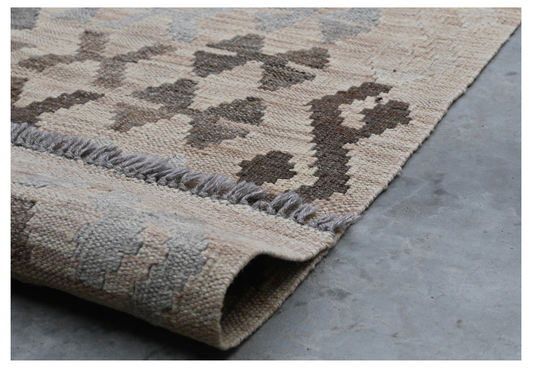 Tappeto Kilim Afghan Grigio Naturale, Fatto a mano, 314x294cm