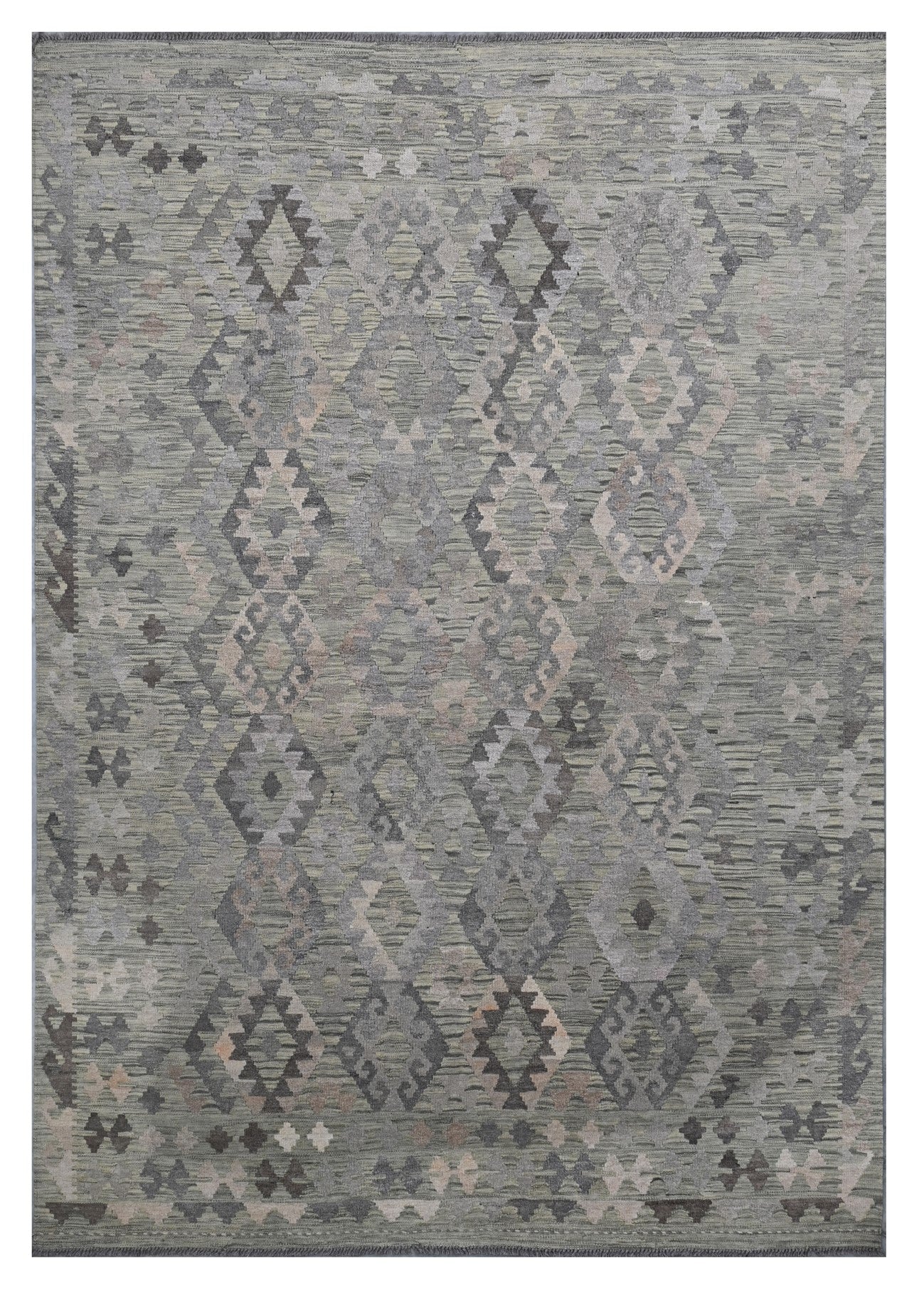 Tappeto Kilim Afghan Grigio Naturale, Fatto a mano, 295x213cm