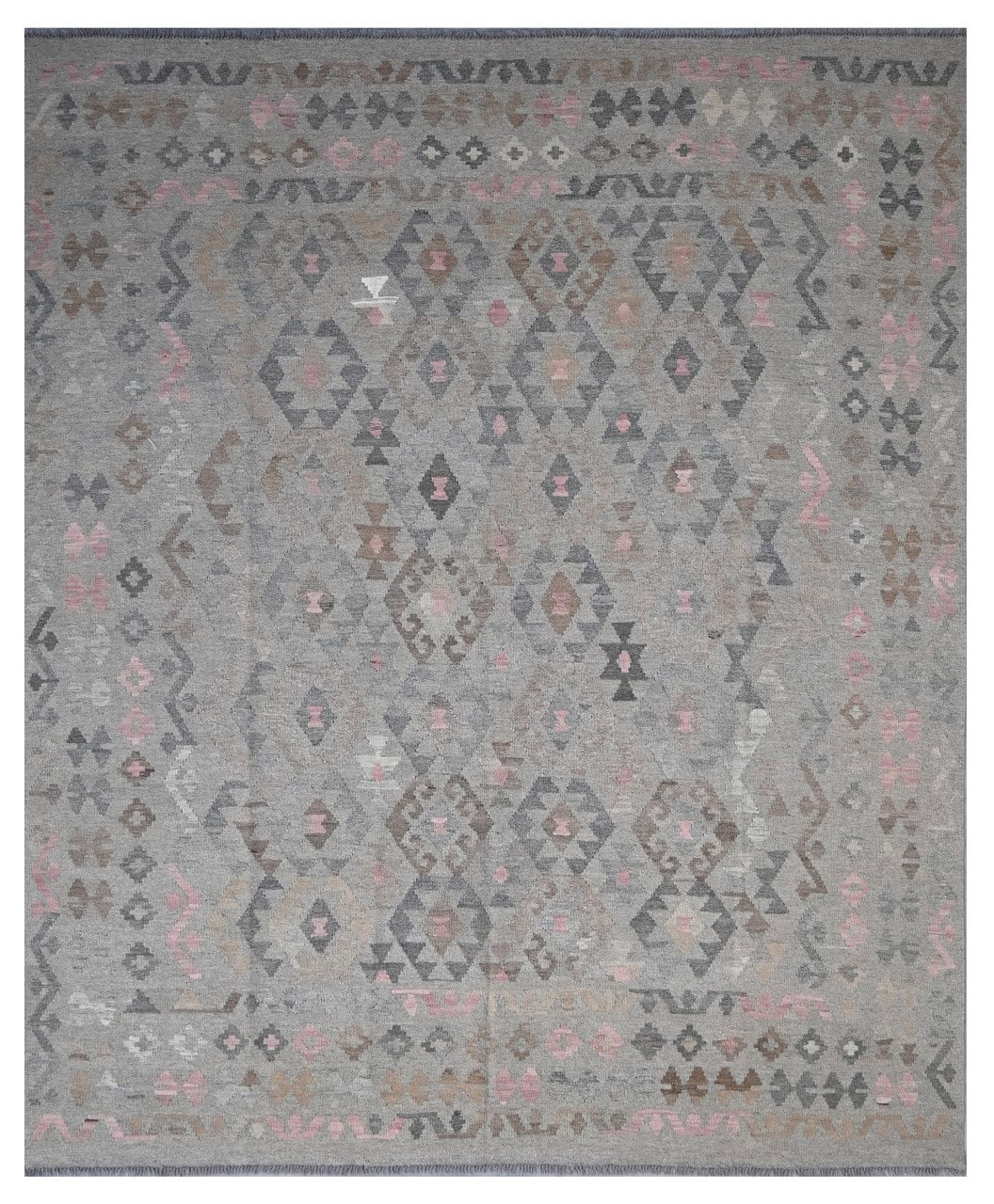 Tappeto Kilim Afghan Grigio Naturale, Fatto a mano, 295x254cm