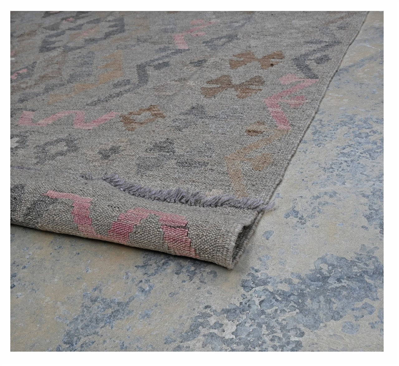 Tappeto Kilim Afghan Grigio Naturale, Fatto a mano, 295x254cm