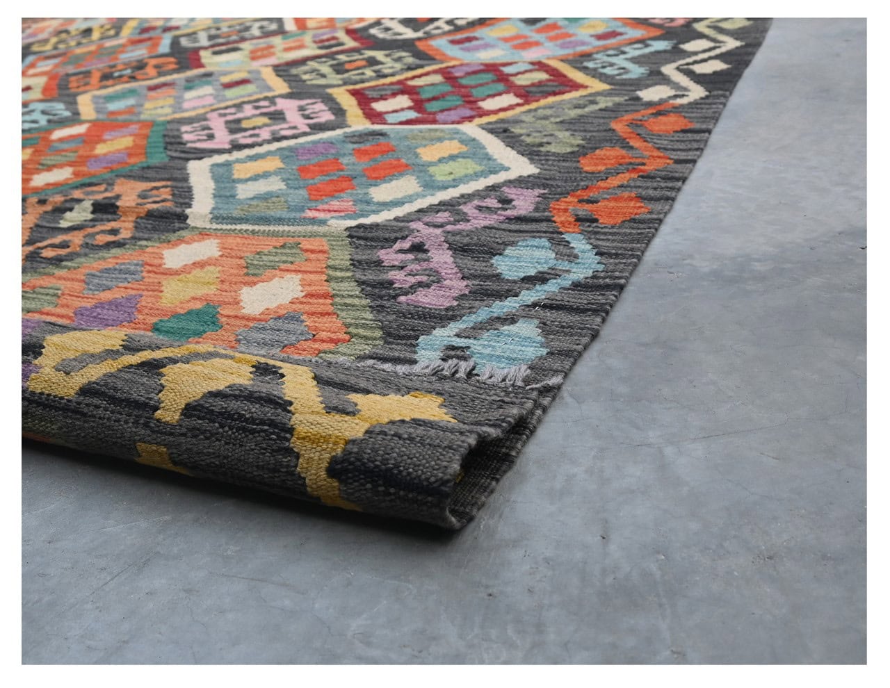 Tappeto Kilim Kaudani Afghan fatto a mano multicolore 300x200cm