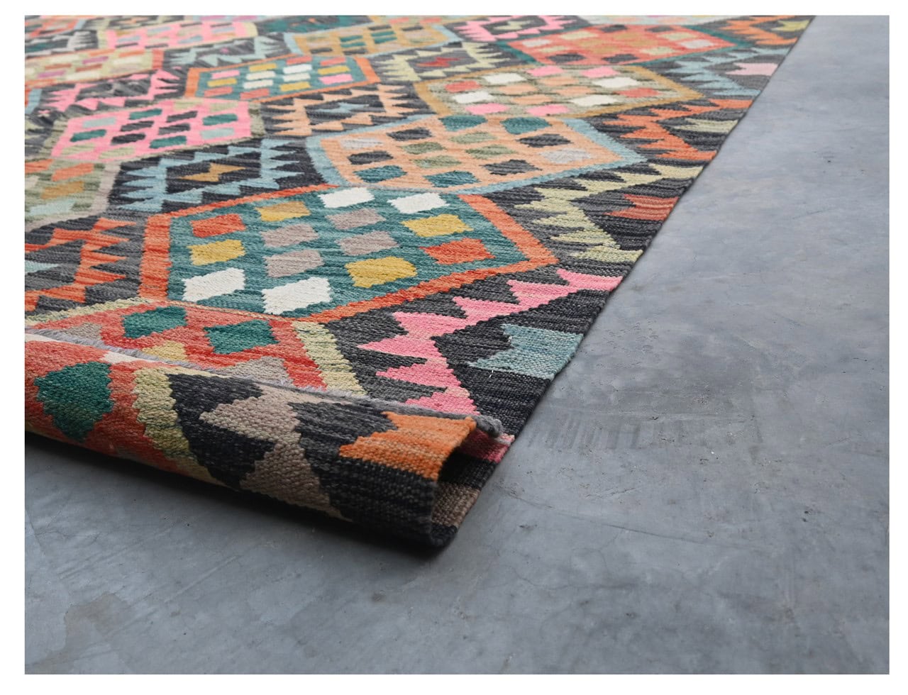 Tappeto Kilim Kaudani Afghan fatto a mano multicolore 295x204cm