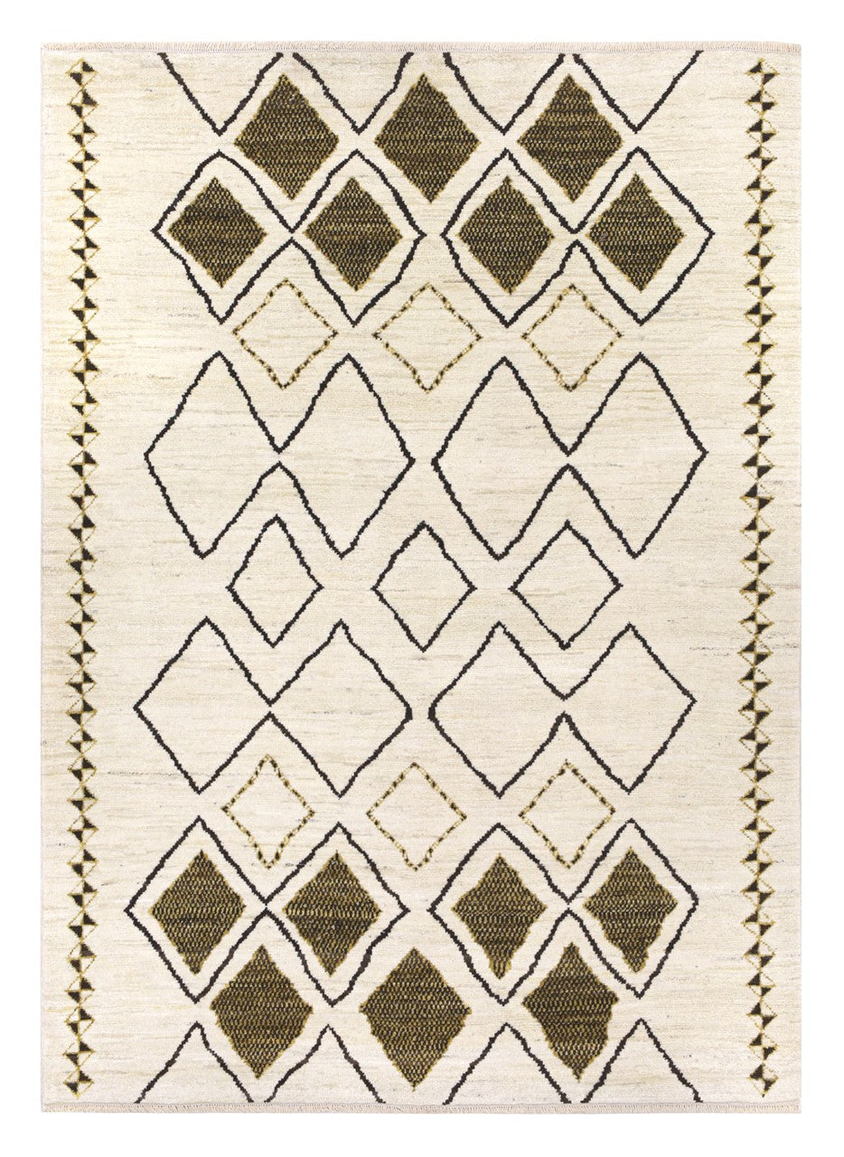Tappeto design moderno bianco stile berbero, fatto a mano 240x175cm