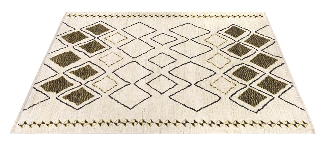Tappeto design moderno bianco stile berbero, fatto a mano 240x175cm