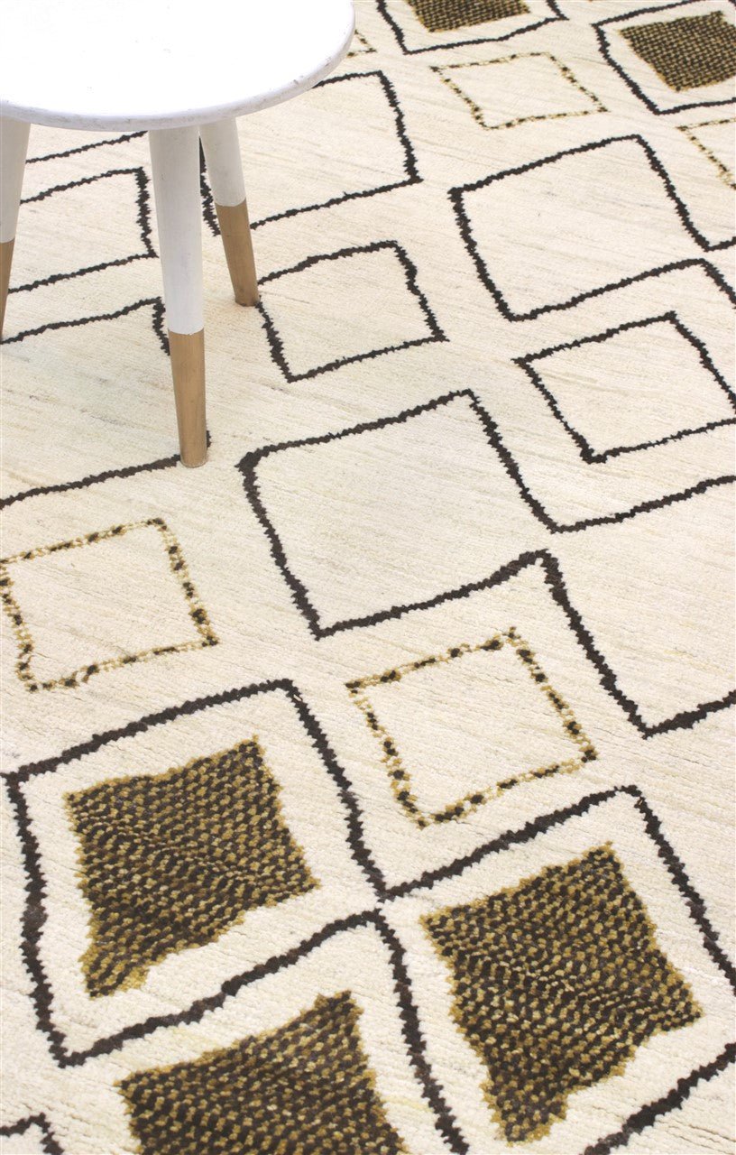 Tappeto design moderno bianco stile berbero, fatto a mano 240x175cm