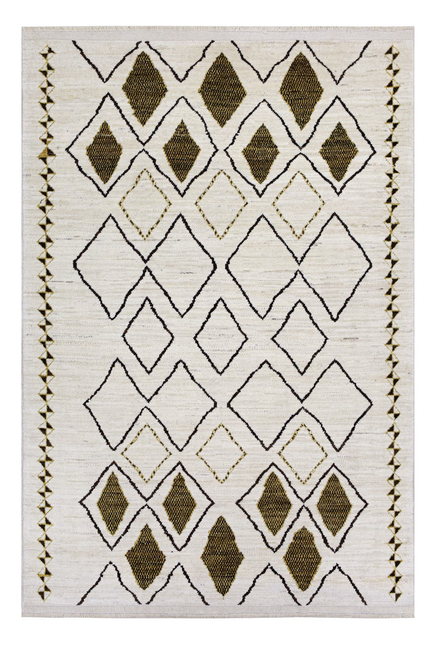 Tappeto design moderno bianco stile berbero, fatto a mano 243x171cm