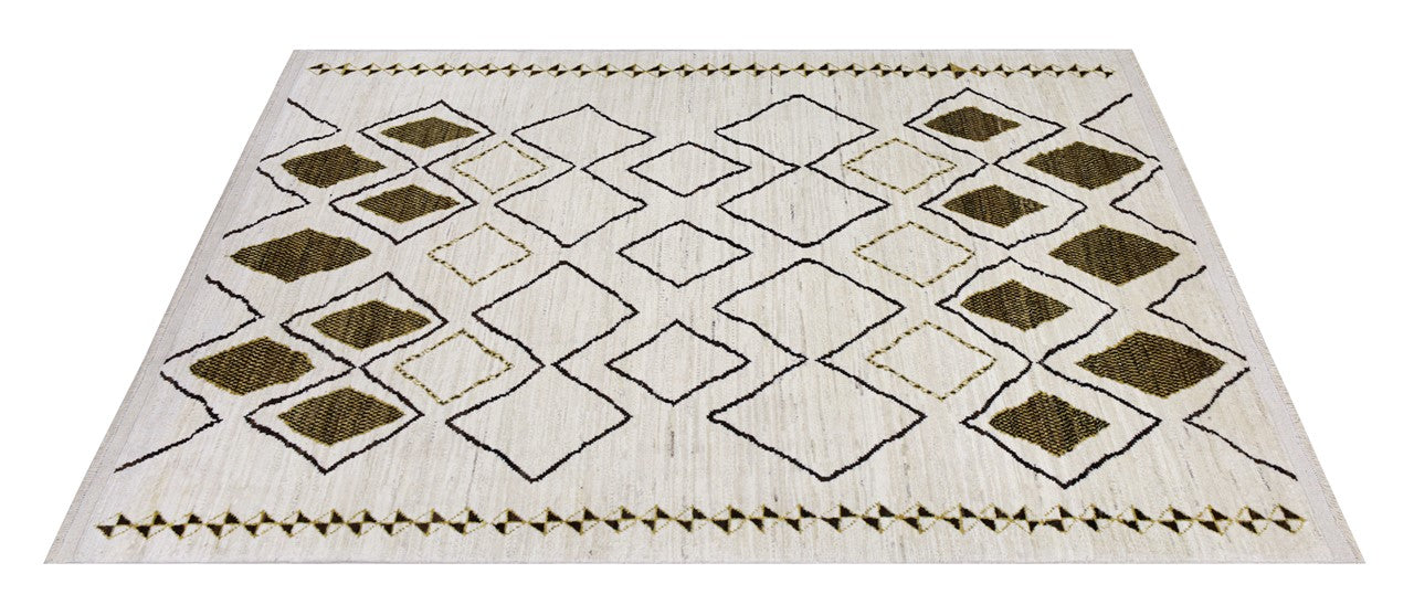 Tappeto design moderno bianco stile berbero, fatto a mano 243x171cm