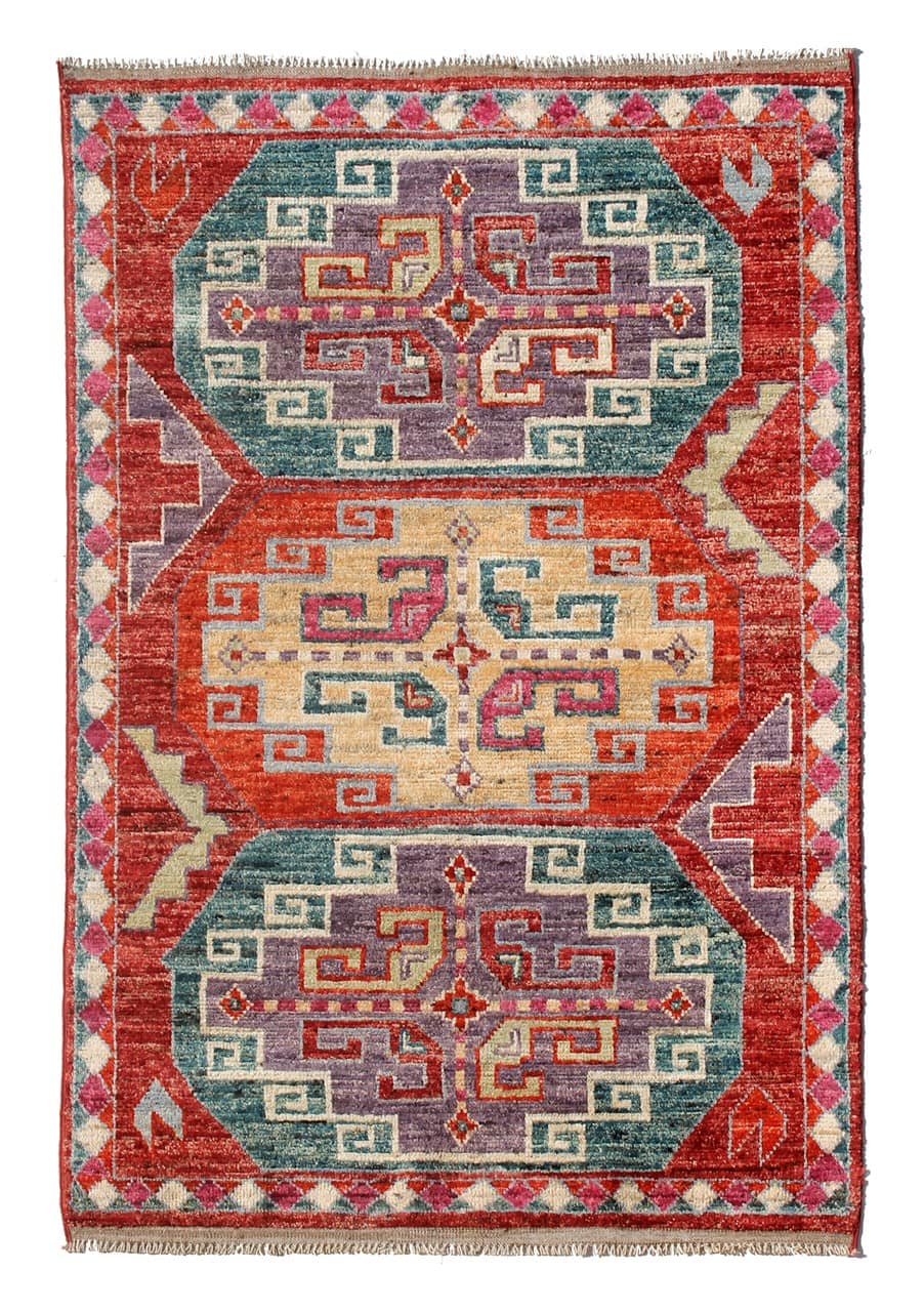 Classic Kazak carpet, Red, handmade, 185x115cm
