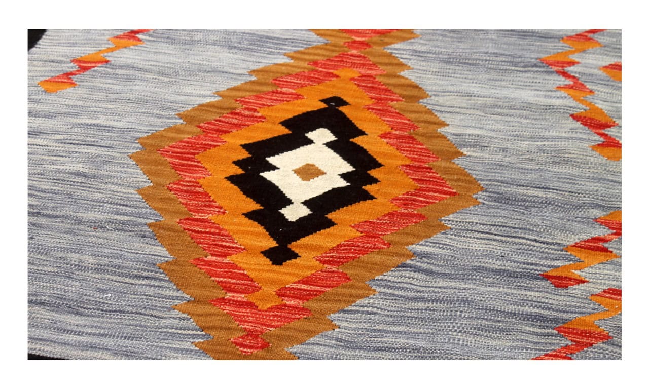 Tappeto Kilim moderno in lana multicolore 203x153cm