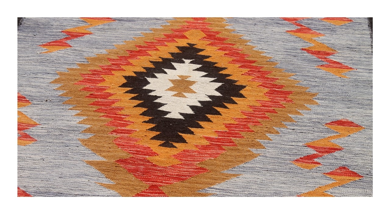 Modern wool Kilim carpet multi 241x186cm