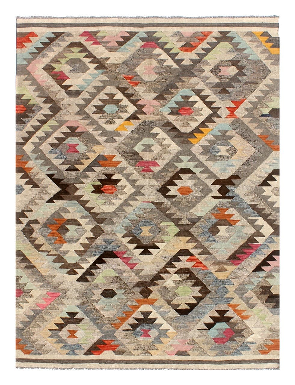 Tappeto Kilim Kaudani Afghan fatto a mano multicolore 300x202cm