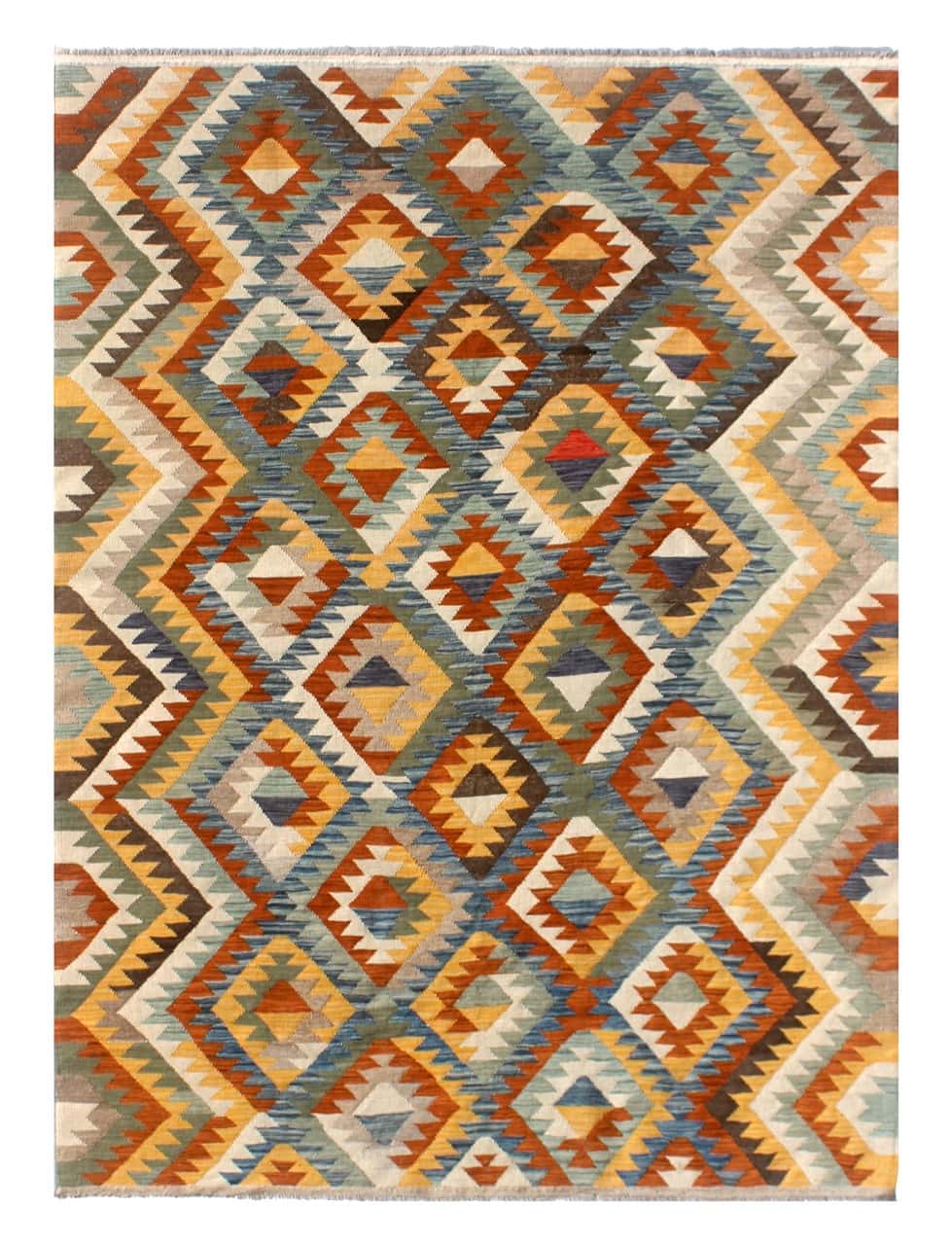 Tappeto Kilim Kaudani Afghan fatto a mano multicolore 299x209cm