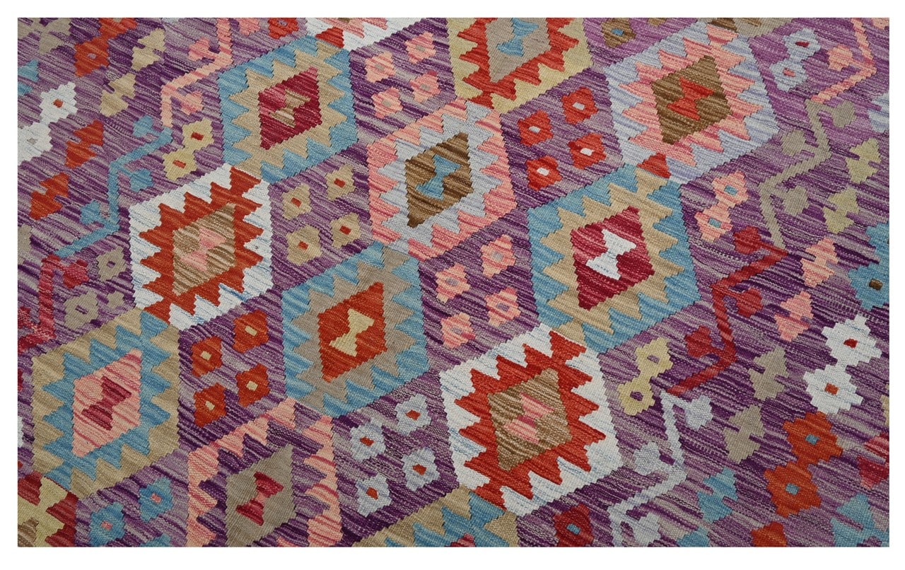 Tappeto Kilim Kaudani Afghan fatto a mano multicolore 311x197cm