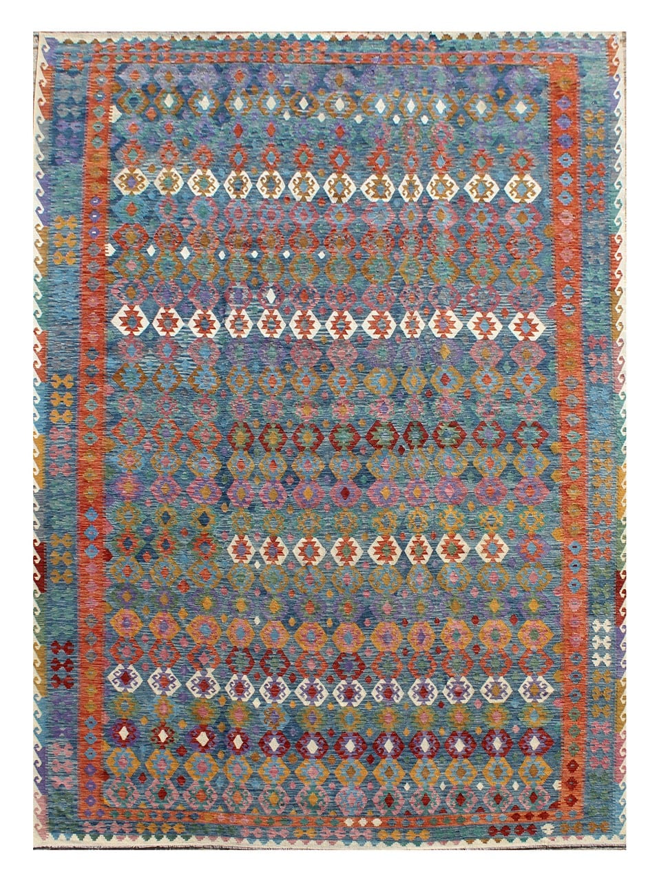 Tappeto Kilim Afghano in lana, fatto a mano 594x413 cm