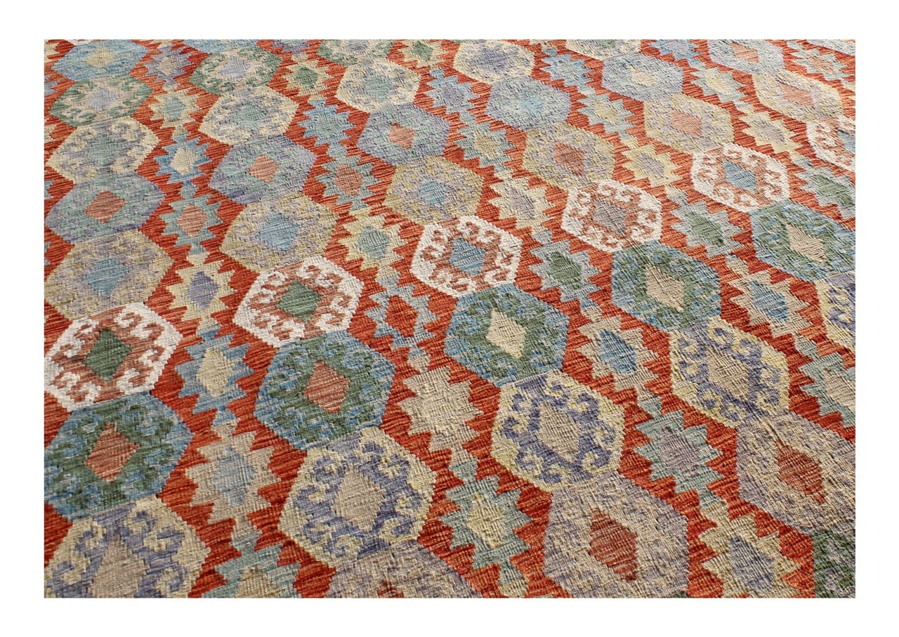 Handmade Afghan Kilim Wool Rug 614_424 cm