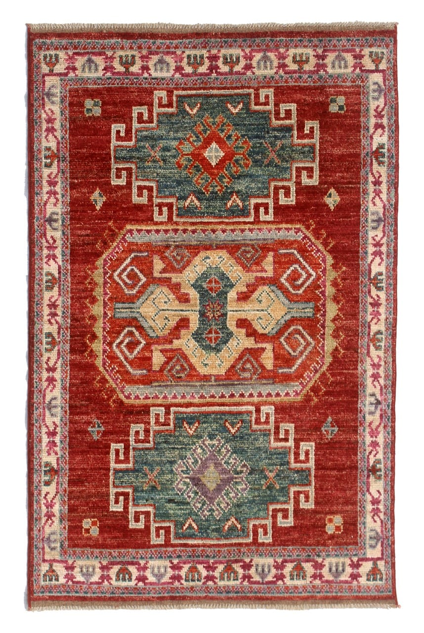 Classic Kazak carpet, Red, handmade, 177x115cm