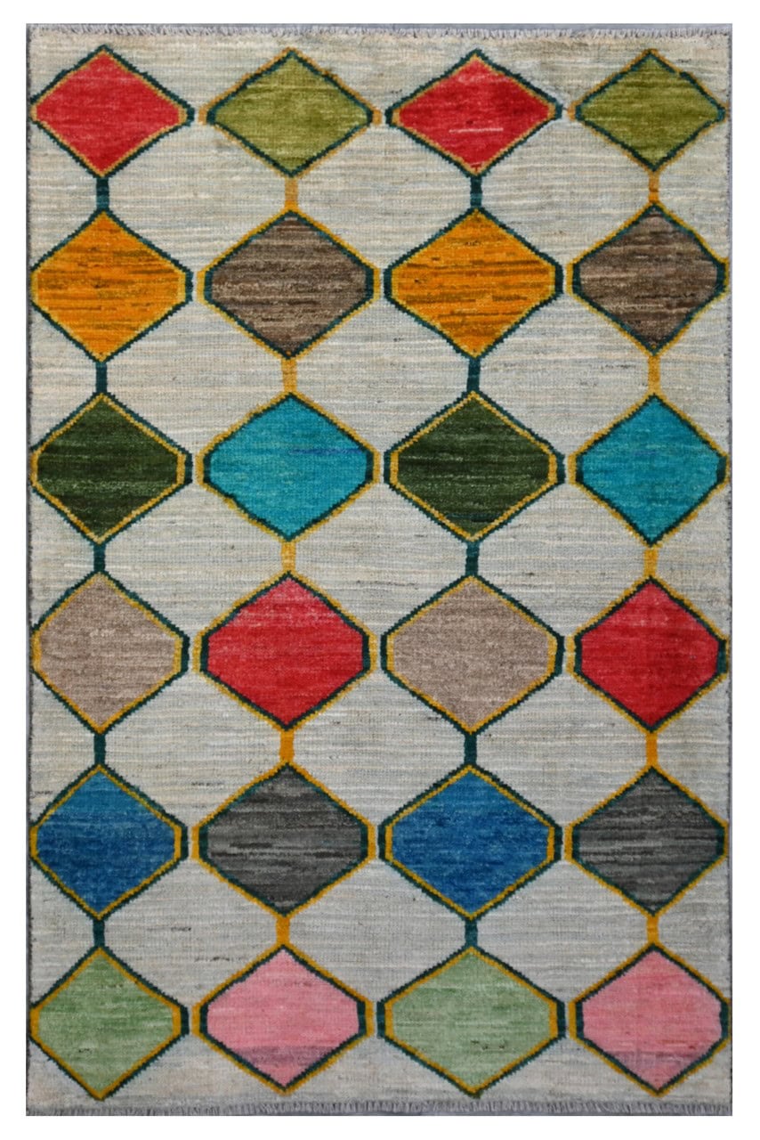 Taimany - Multicolor Tribal Wool Rug - Hand-Knotted 182x114cm