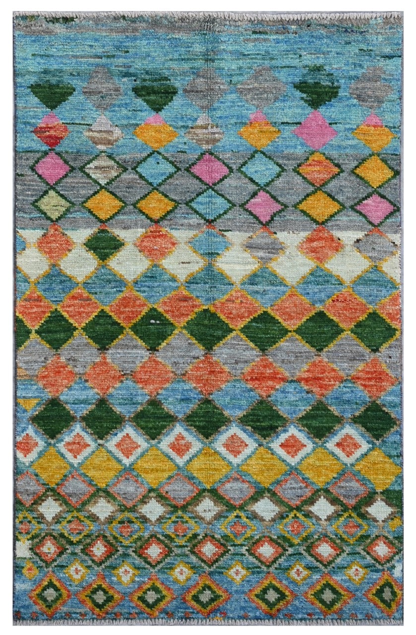 Taimany - Multicolor Tribal Wool Rug - Hand-Knotted 137x86cm