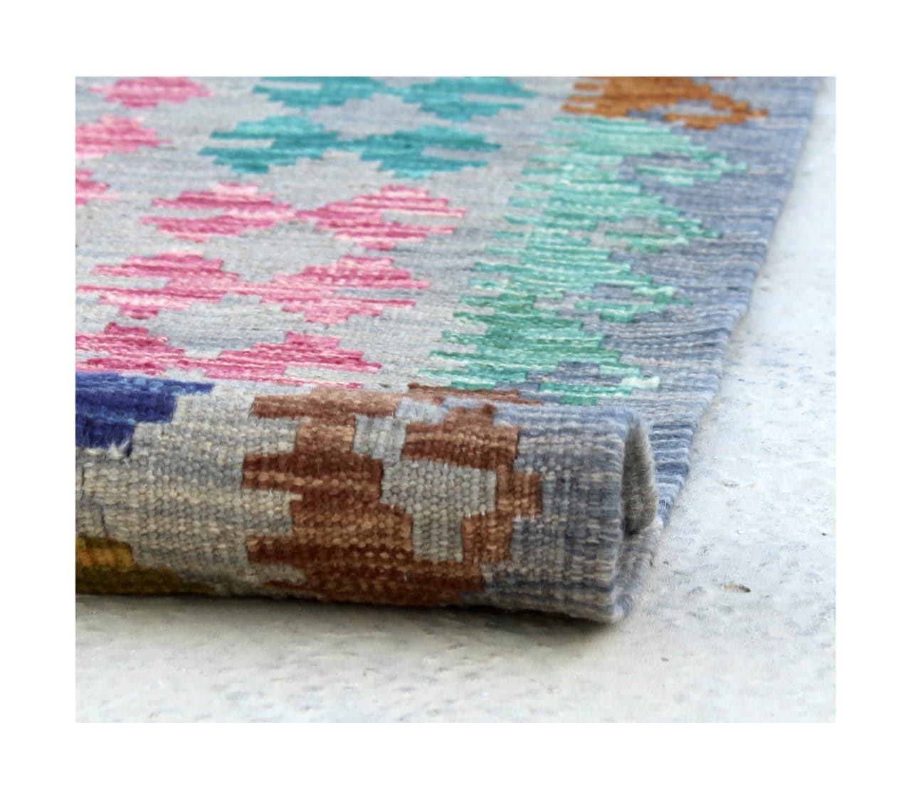 Tappeto Kilim Kaudani Afghan fatto a mano multicolore 298x201cm