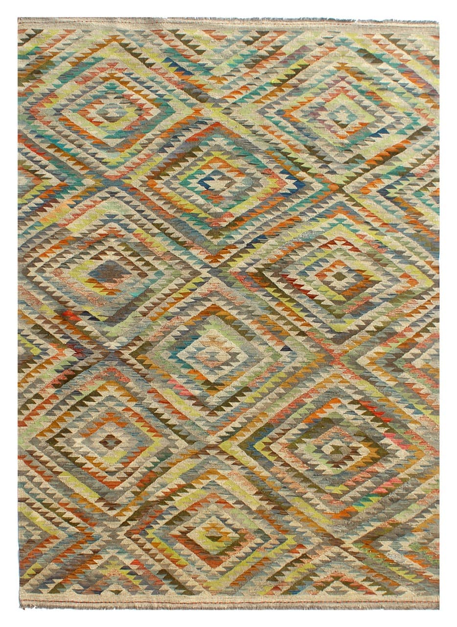 Tappeto Kilim Kaudani Afghan fatto a mano multicolore 306x249cm