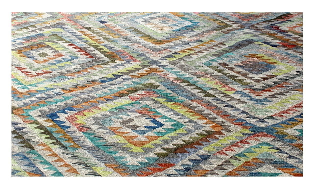 Tappeto Kilim Kaudani Afghan fatto a mano multicolore 306x249cm
