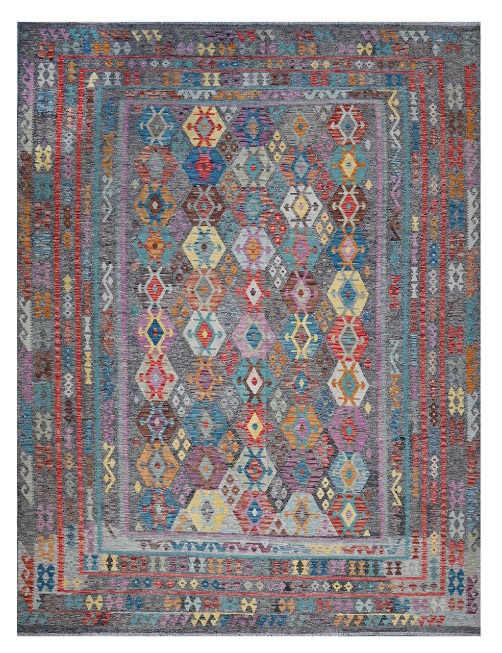 Tappeto Kilim Kaudani Afghan fatto a mano multicolore 390x310cm