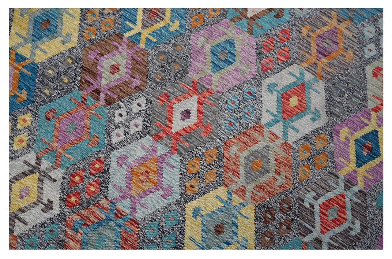 Tappeto Kilim Kaudani Afghan fatto a mano multicolore 390x310cm