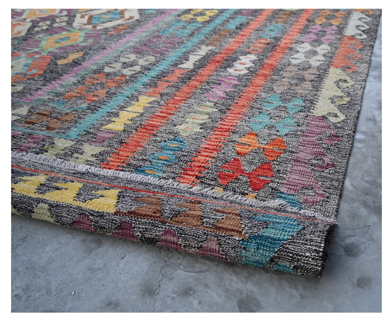 Tappeto Kilim Kaudani Afghan fatto a mano multicolore 400x315cm