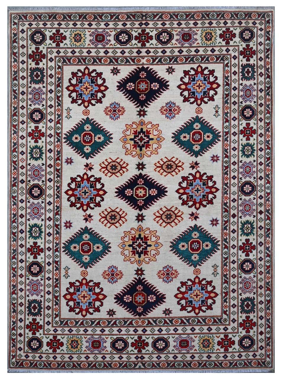 Tappeto Kazak Classico, Multicolore, fatto a mano, 243x173cm