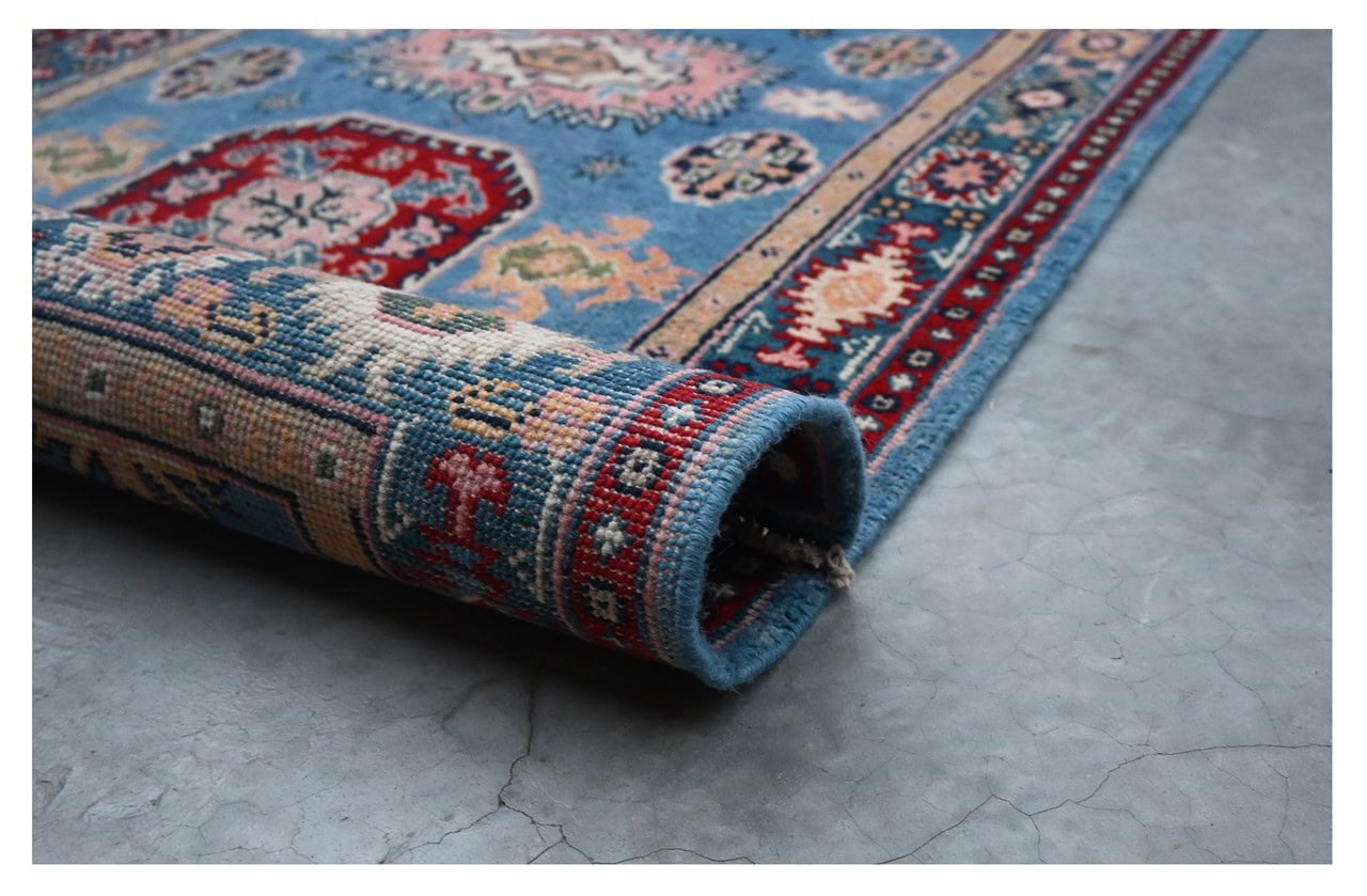 Tappeto Passatoia Kazak Classico, Multicolore, fatto a mano, 309x79cm