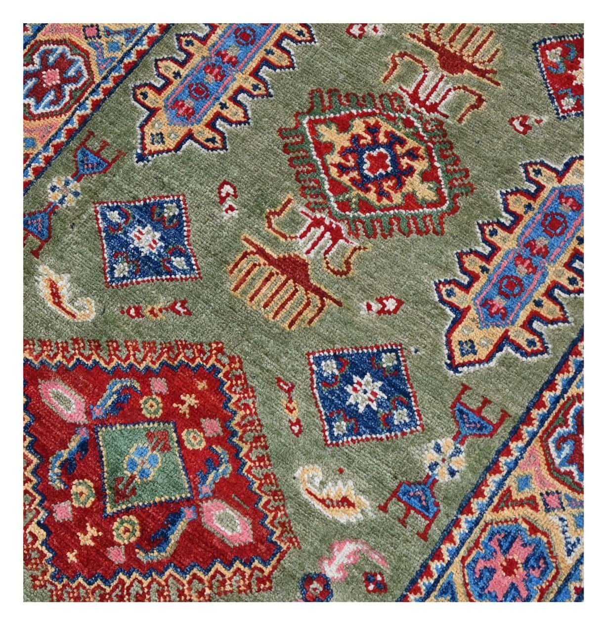 Tappeto Passatoia Kazak Classico, Multicolore, fatto a mano, 300x79cm