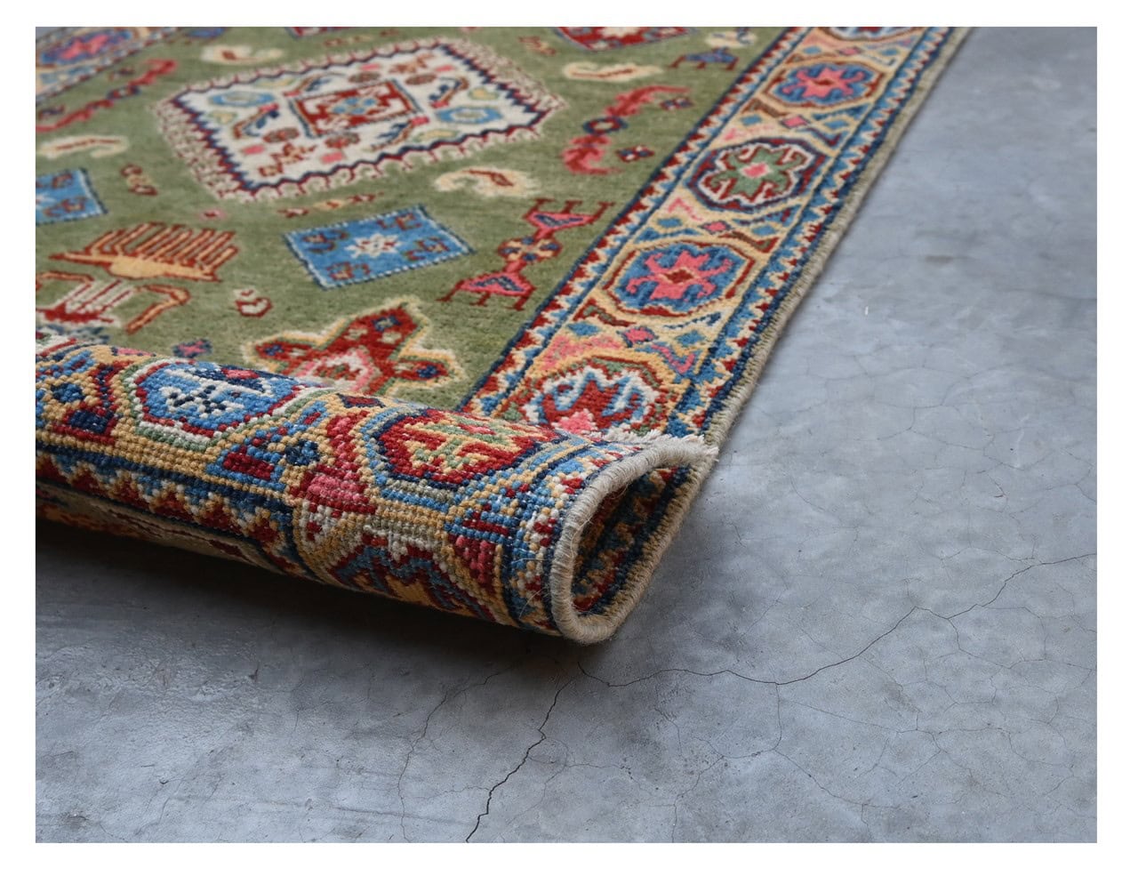 Tappeto Passatoia Kazak Classico, Multicolore, fatto a mano, 300x79cm