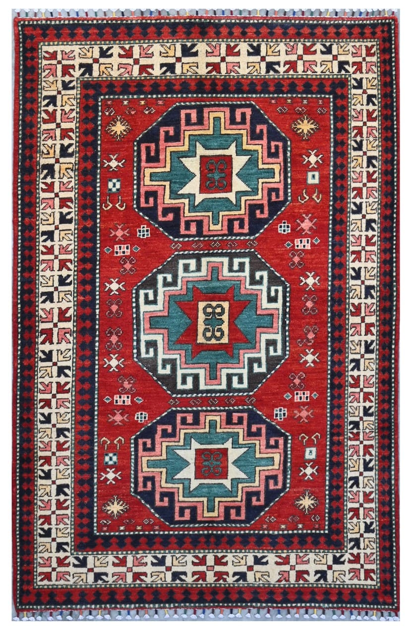 Tappeto Kazak Classico, Multicolore, fatto a mano, 186x116cm