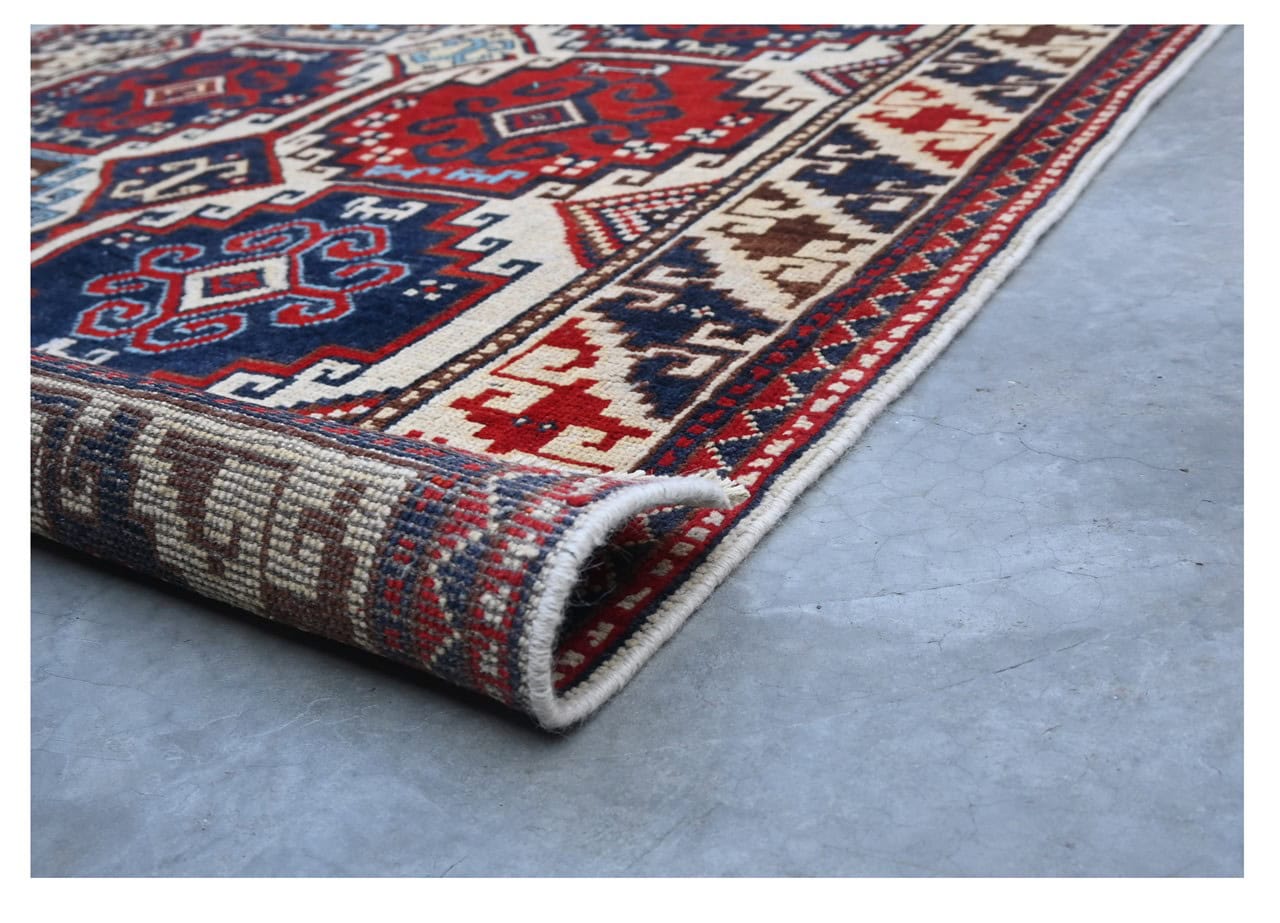 Tappeto Kazak Classico, Multicolore, fatto a mano, 203x121cm