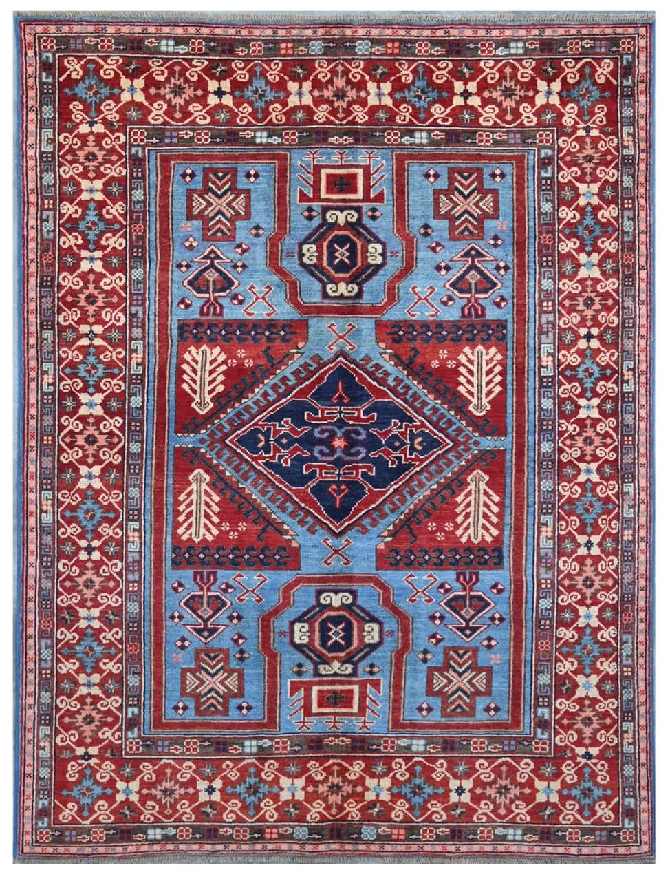 Tappeto Kazak Classico, Multicolore, fatto a mano, 198x149cm