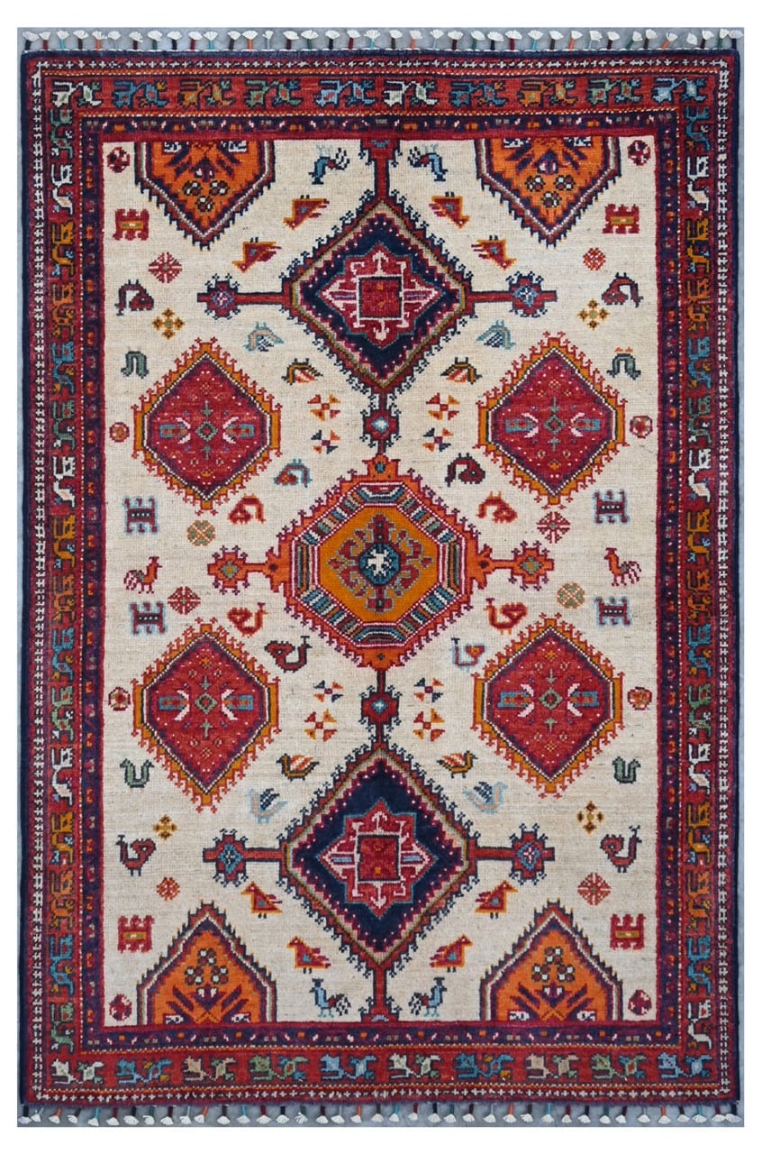 Tappeto Kazak Classico, Multicolore, fatto a mano, 153x100cm
