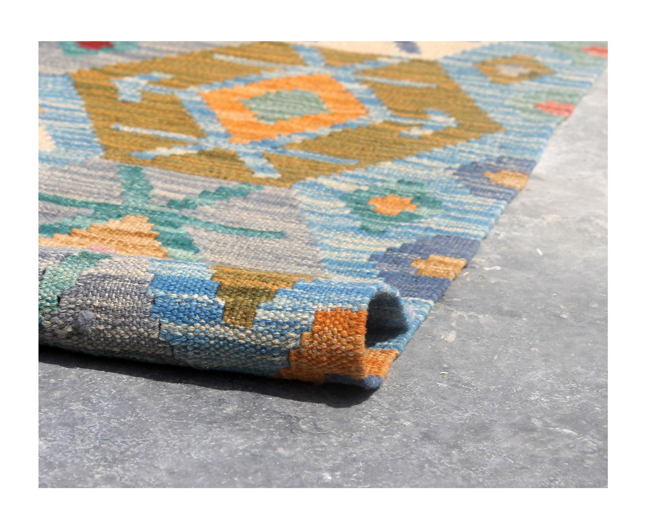 Tappeto Kilim Kaudani Afghan fatto a mano multicolore 300x200cm