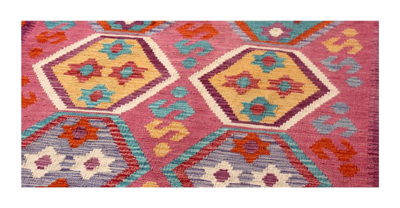 Tappeto Kilim Kaudani Afghan fatto a mano multicolore 300x210cm