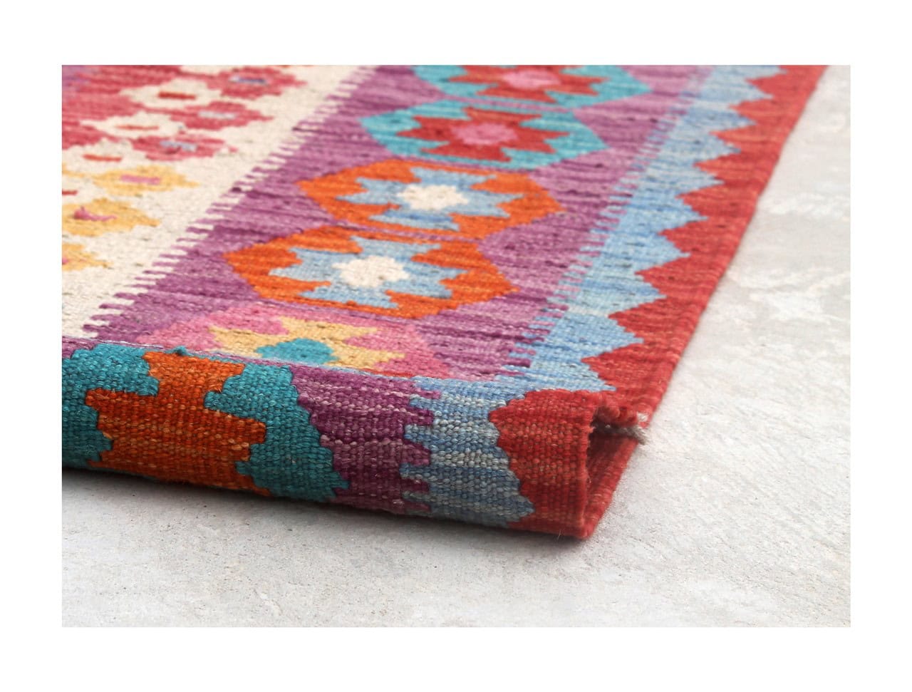 Tappeto Kilim Kaudani Afghan fatto a mano multicolore 300x210cm