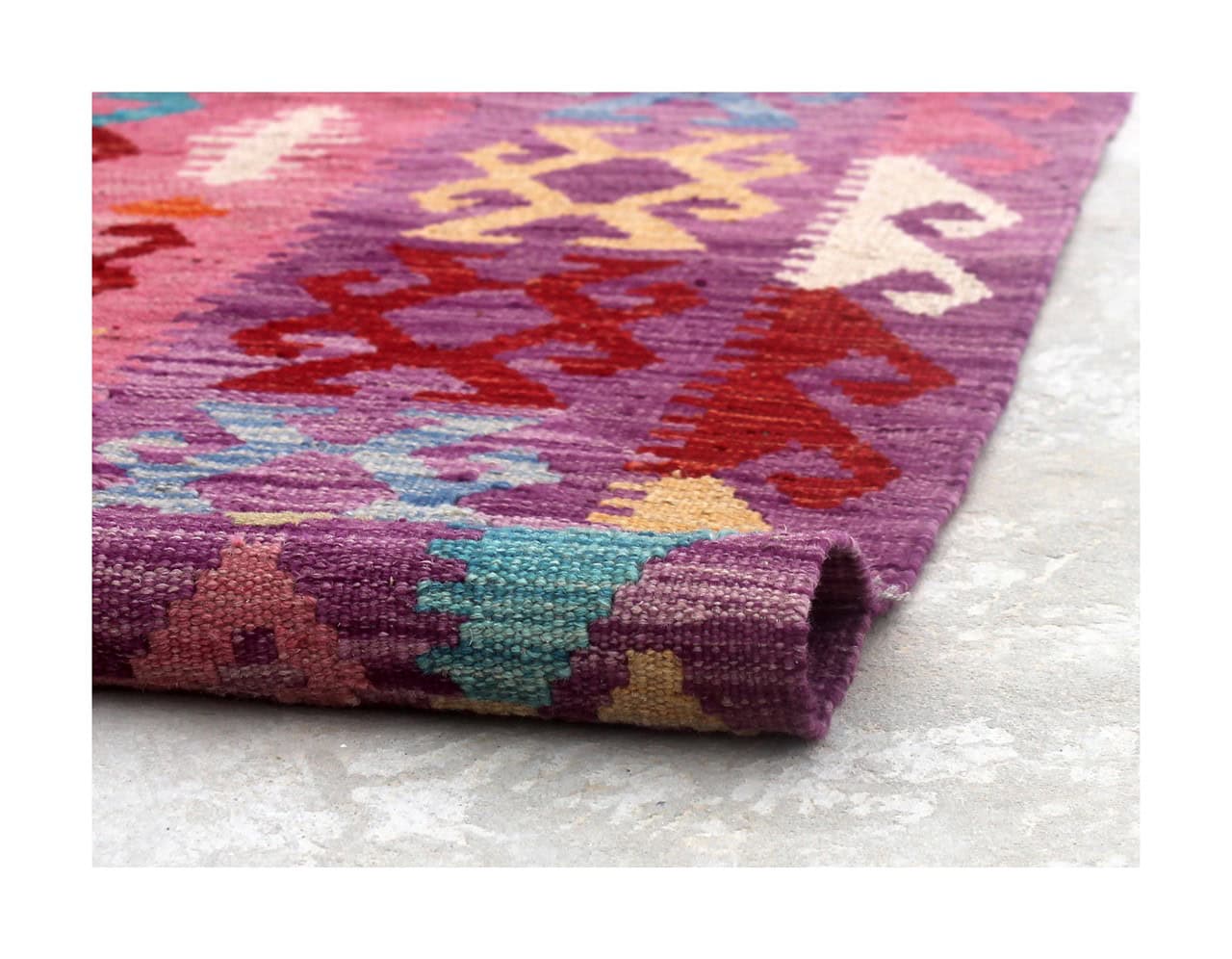 Tappeto Kilim Kaudani Afghan fatto a mano multicolore 292x251cm