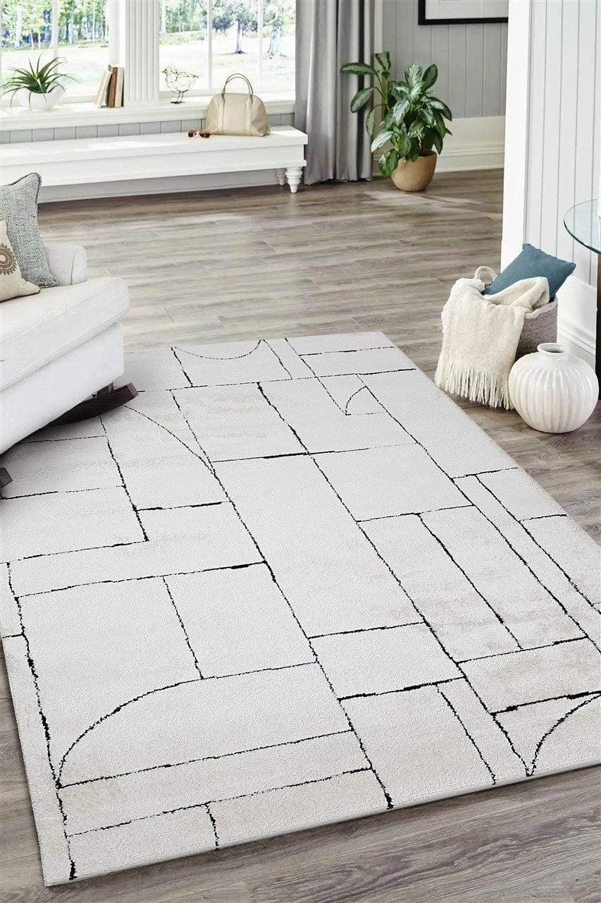 Tappeto Shaggy Tribe Soft B moderno con linee astratte