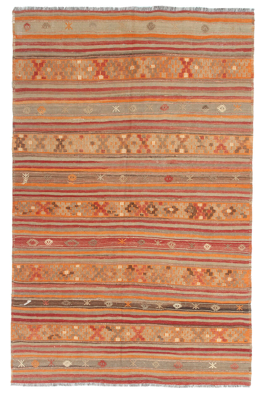 Authentic Turkish Kilim Rug in Multicolored Wool - 274 x 173 cm