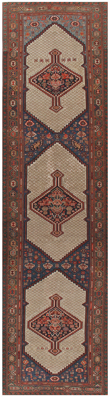 Authentic Antique Persian Malayer Rug | Hand-Knotted 445x106cm