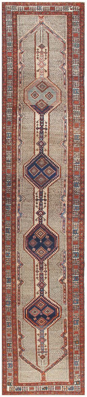 Authentic Antique Persian Malayer Rug | Hand-Knotted 430x78cm